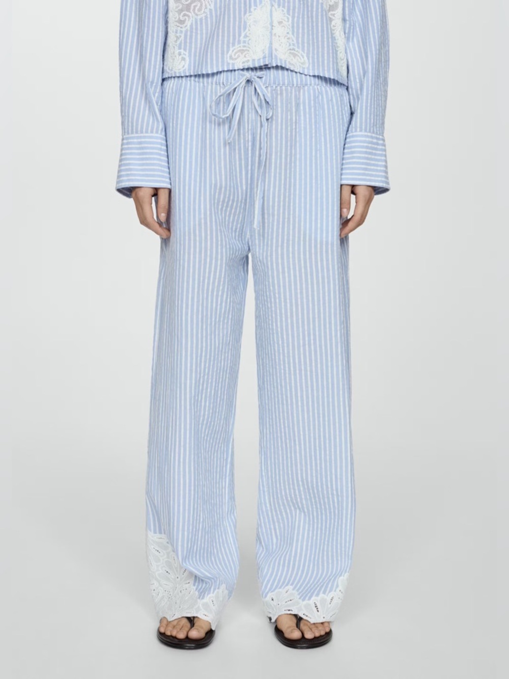 MANGO Light Blue Striped Women’s Pants